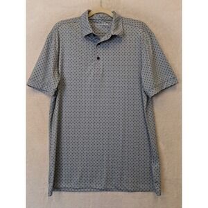 Mizzen+Main Men's Size M Trim Fit Polo Shirt Blue Polka Dot Short Sleeve